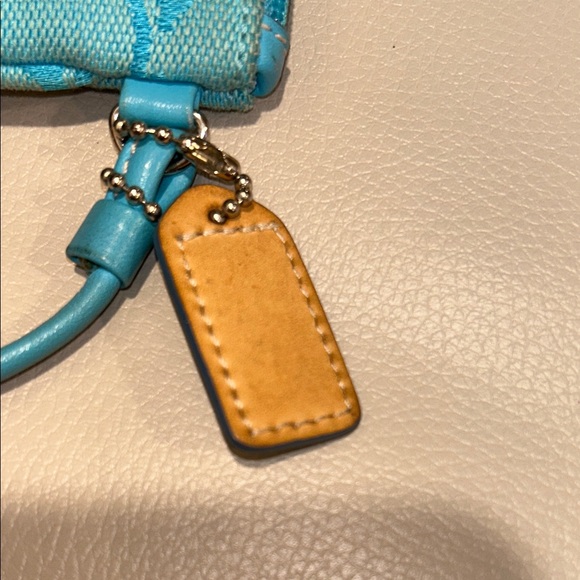 Coach Turquoise Signature Canvas Wristlet - Picture 9 of 10